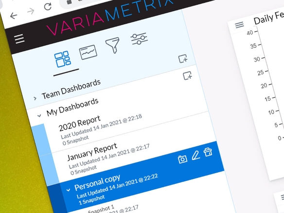 VariaMetrix dashboard management screenshot