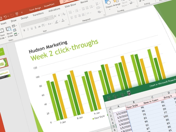 PowerPoint showing live data exported from VariaMetrix