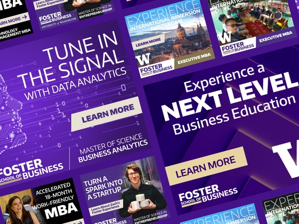 Collection of ads D2 tested for UW Foster School of Business